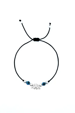 Nipura 925 Sterling Silver Butterfly Adjustable Anklets Pair