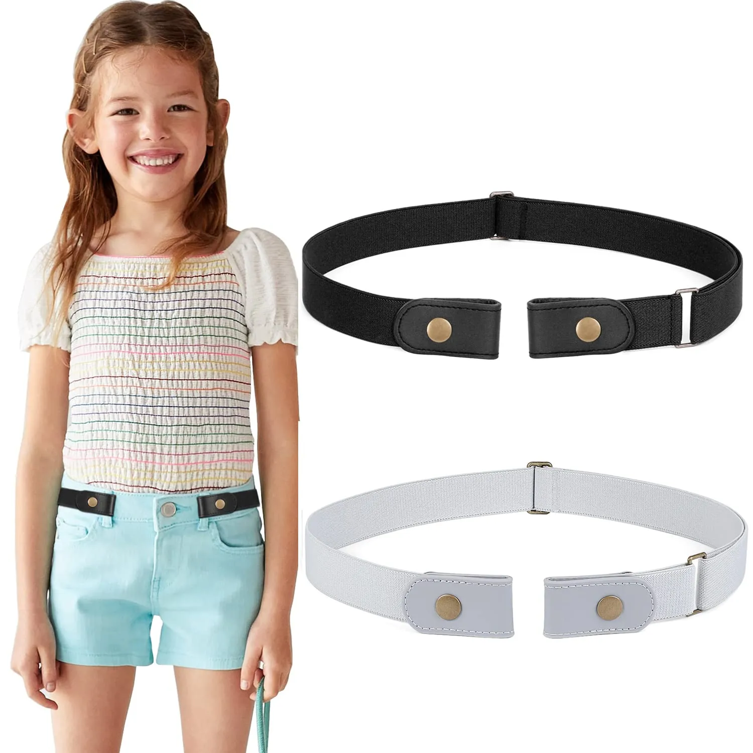 No Buckle Stretch Belt for Child Boys and Girls Buckle Free Kids Belt Up to 24 Inches