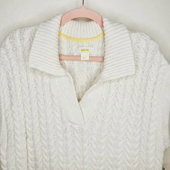 NWT Anthropologie Maeve Collared Cable Knit Sleeveless Chunky Sweater Vest XL