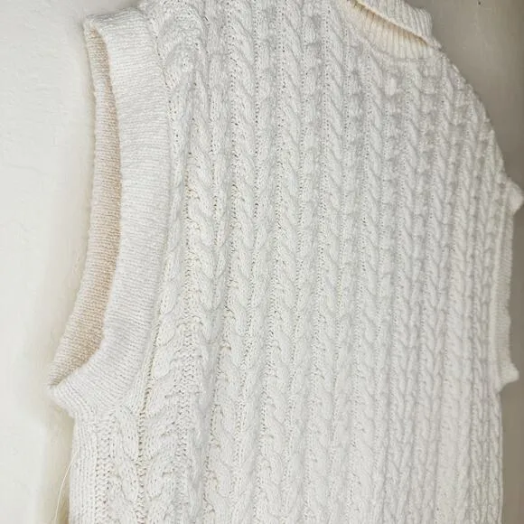 NWT Anthropologie Maeve Collared Cable Knit Sleeveless Chunky Sweater Vest XL