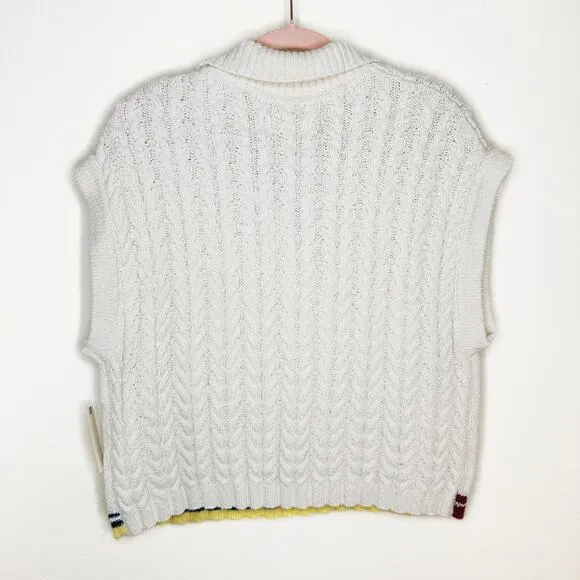 NWT Anthropologie Maeve Collared Cable Knit Sleeveless Chunky Sweater Vest XL