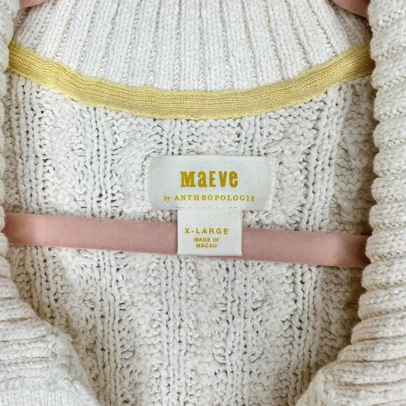 NWT Anthropologie Maeve Collared Cable Knit Sleeveless Chunky Sweater Vest XL