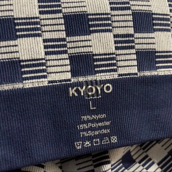 NWT KYOYO Blue Checkered Activewear Set LARGE