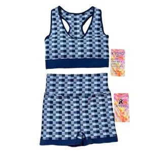 NWT KYOYO Blue Checkered Activewear Set LARGE