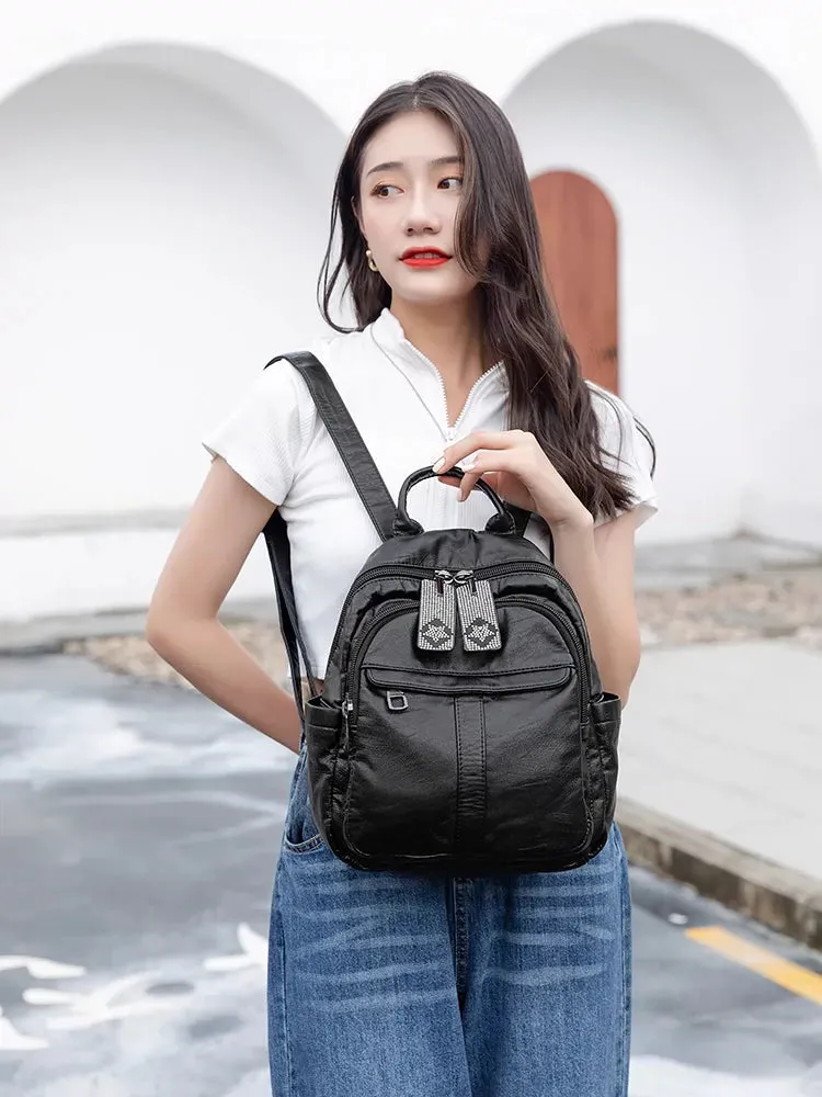 Obi-Time Women's Genuine Leather Backpack: Timeless Elegance for Every Occasion