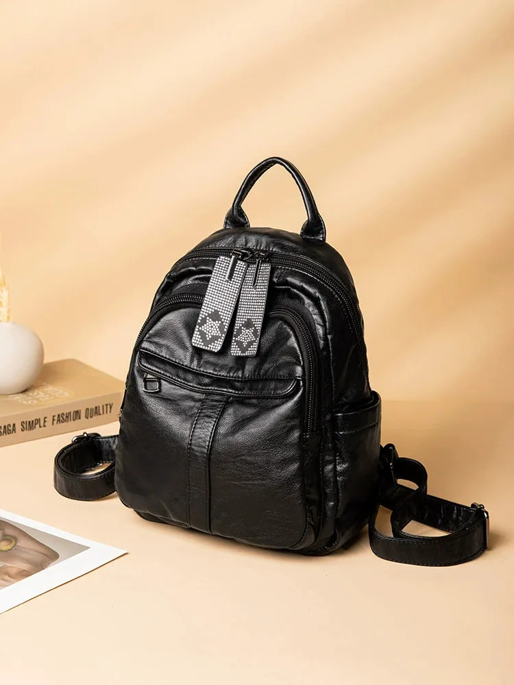 Obi-Time Women's Genuine Leather Backpack: Timeless Elegance for Every Occasion