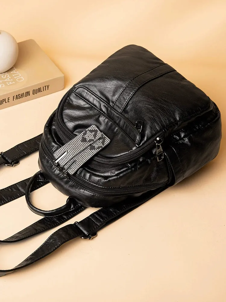 Obi-Time Women's Genuine Leather Backpack: Timeless Elegance for Every Occasion