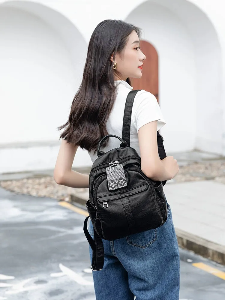 Obi-Time Women's Genuine Leather Backpack: Timeless Elegance for Every Occasion
