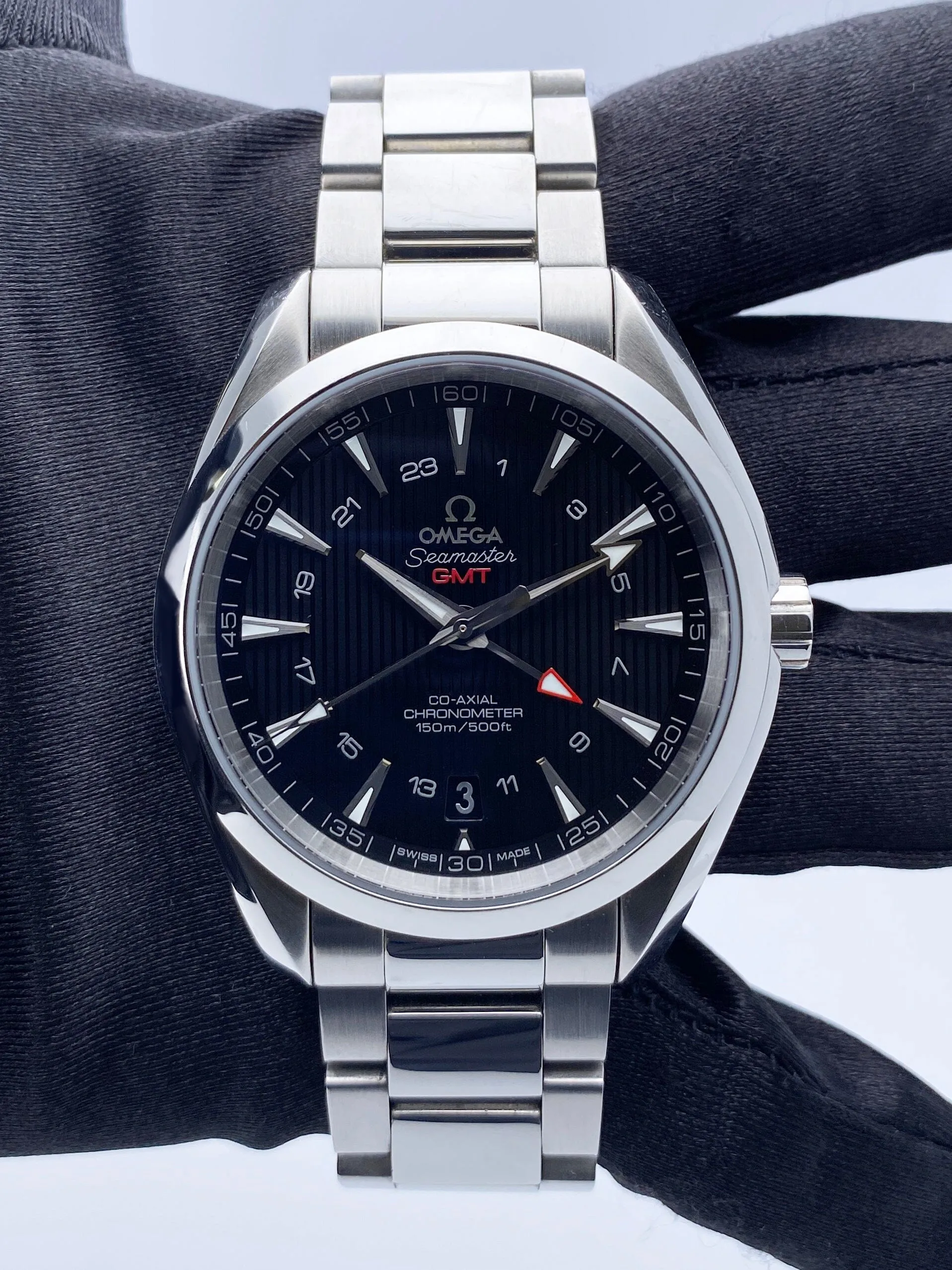 Omega Seamaster Aqua Terra GMT Mens Watch Box Papers