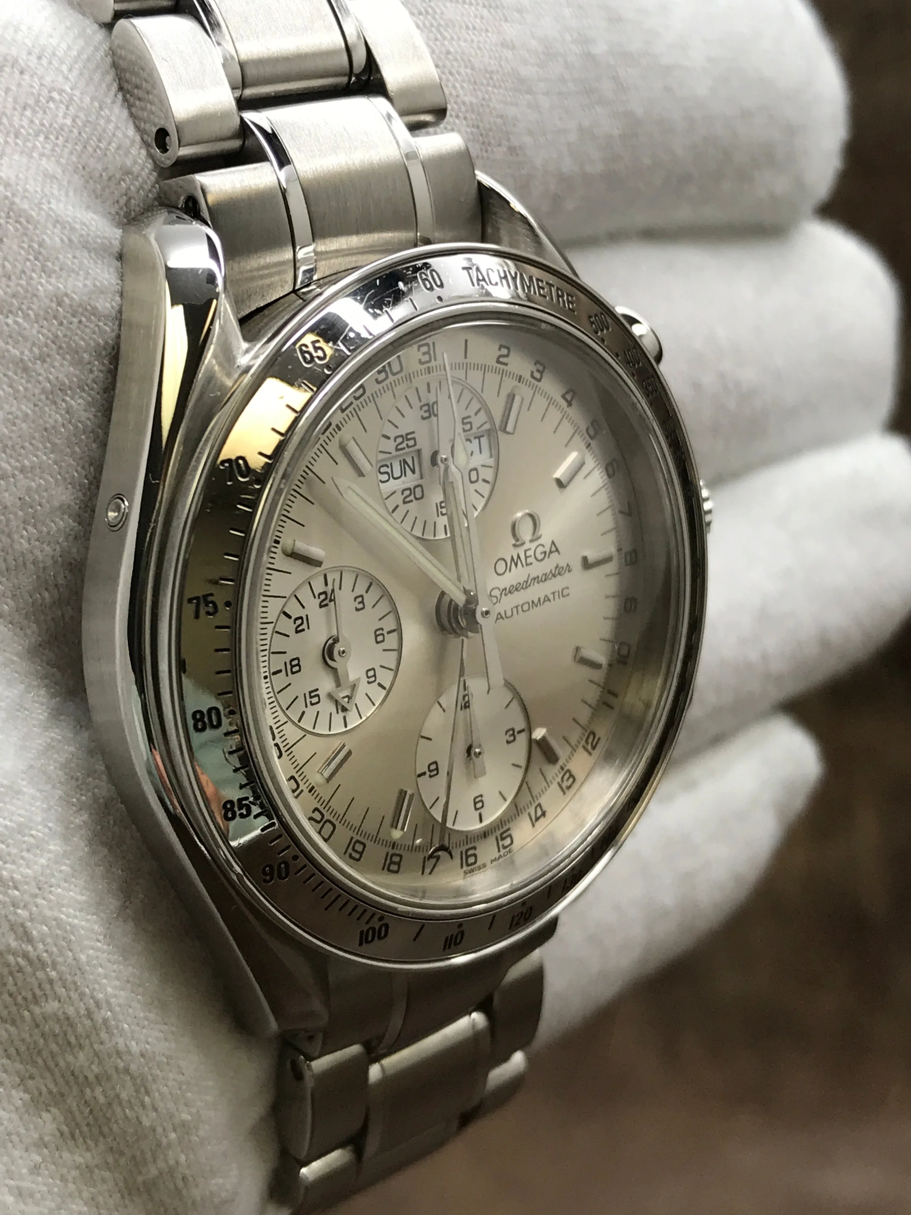 Omega Speedmaster Day-Date 3521.30.00 Silver Dial Automatic Men's Watch