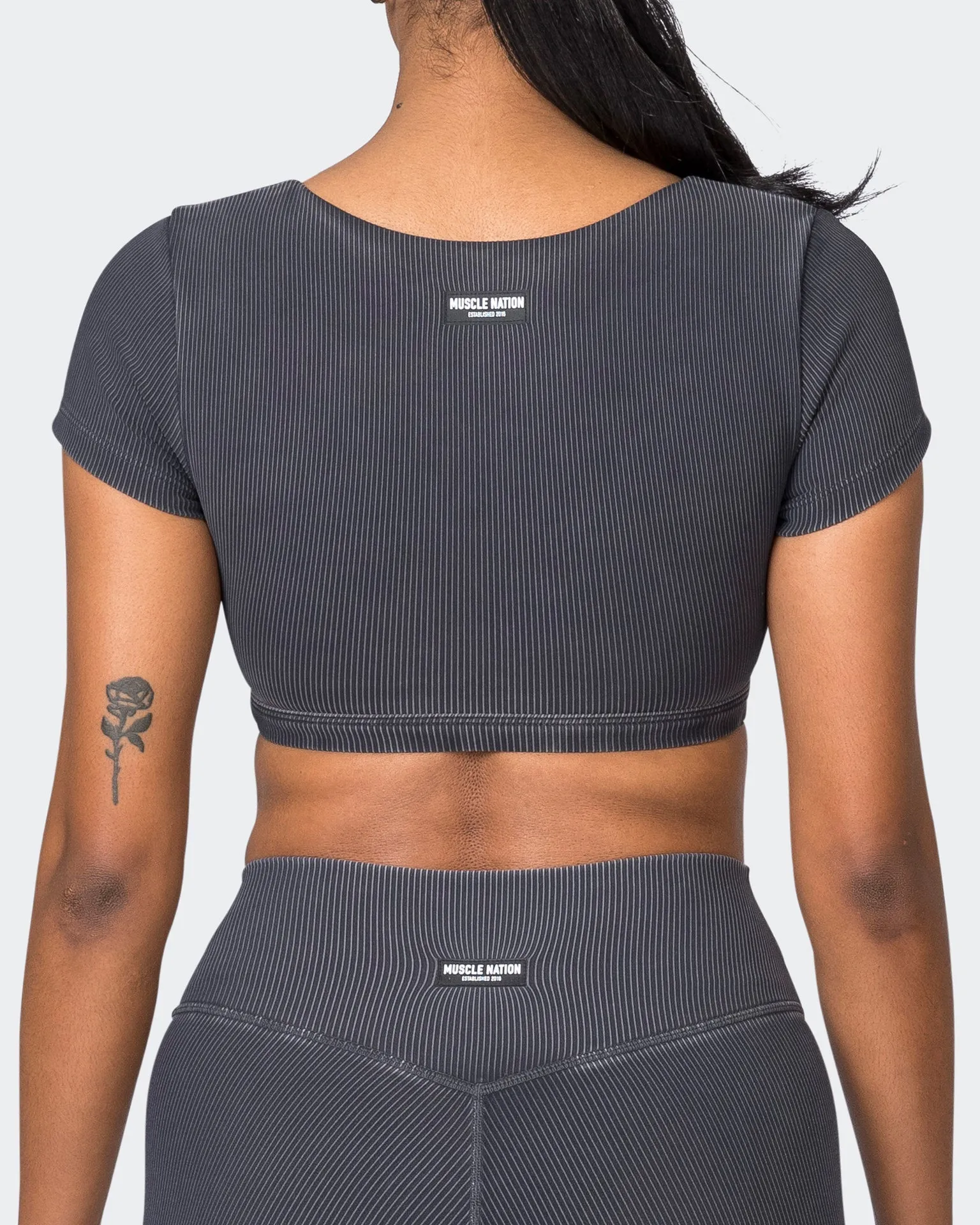 On Point Vintage Rib Bra - Washed Black