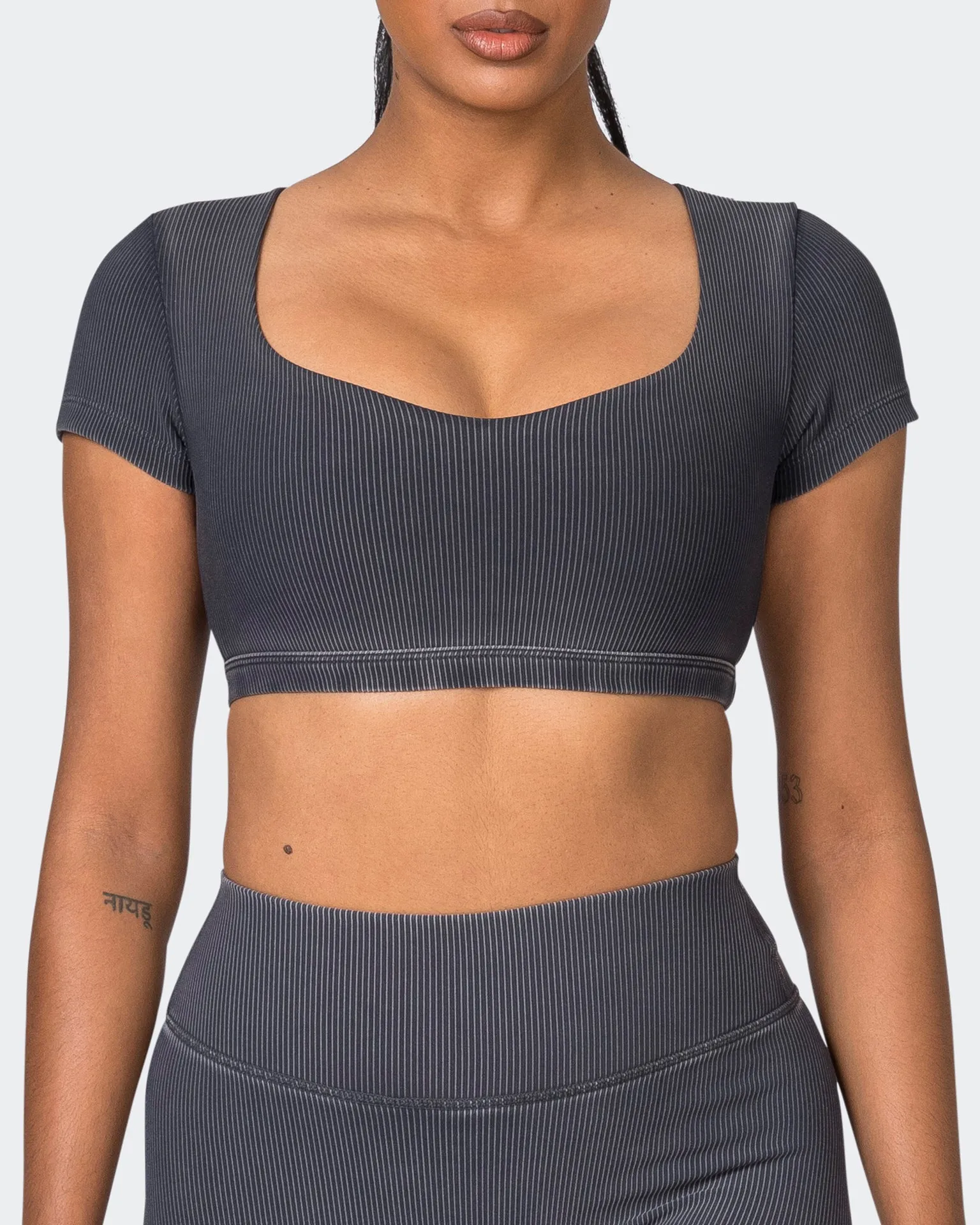 On Point Vintage Rib Bra - Washed Black