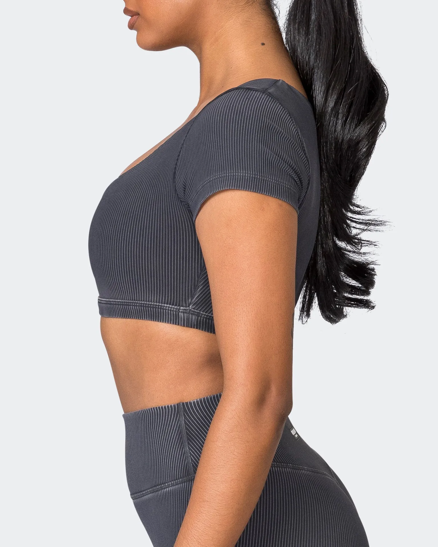 On Point Vintage Rib Bra - Washed Black