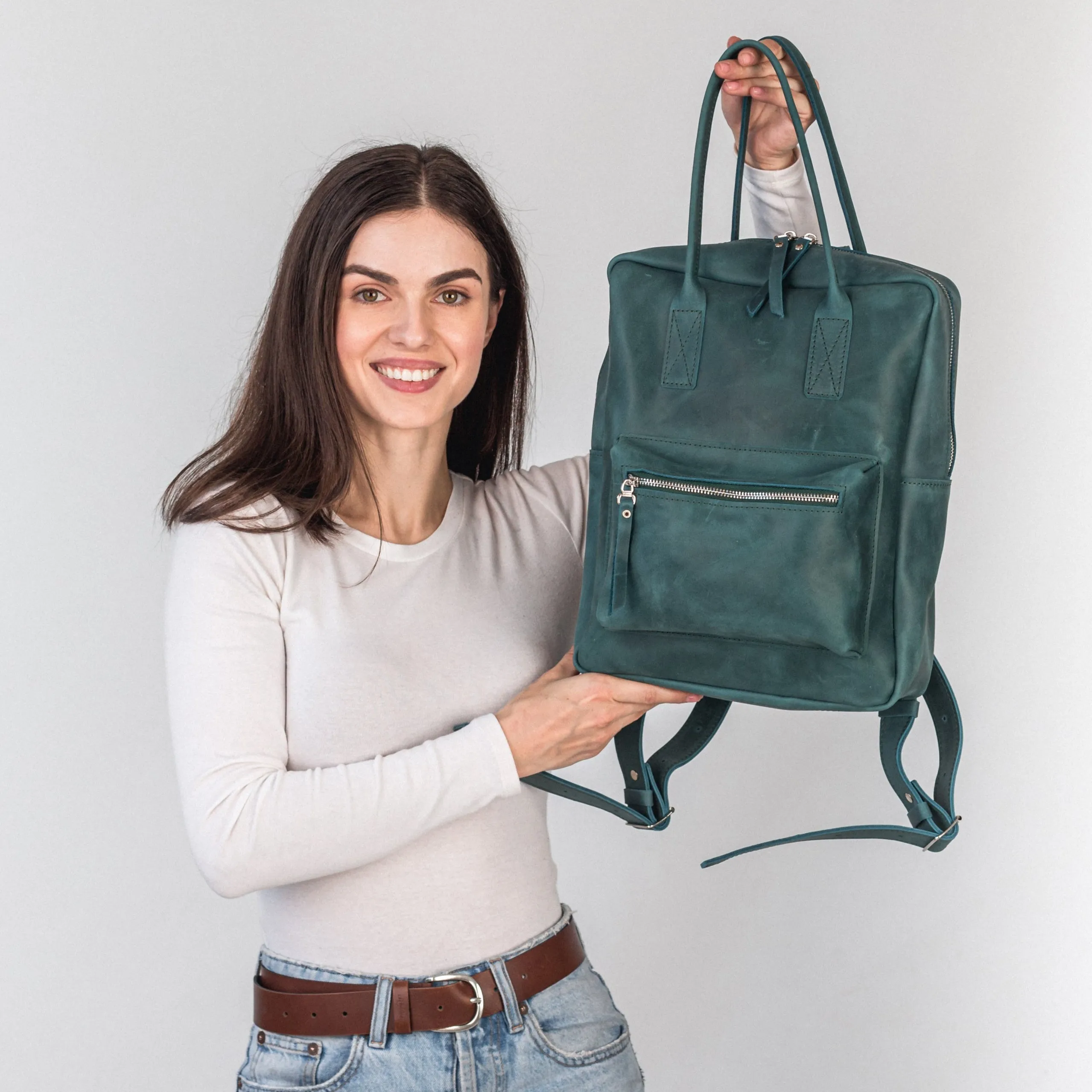 Opal leather city backpack