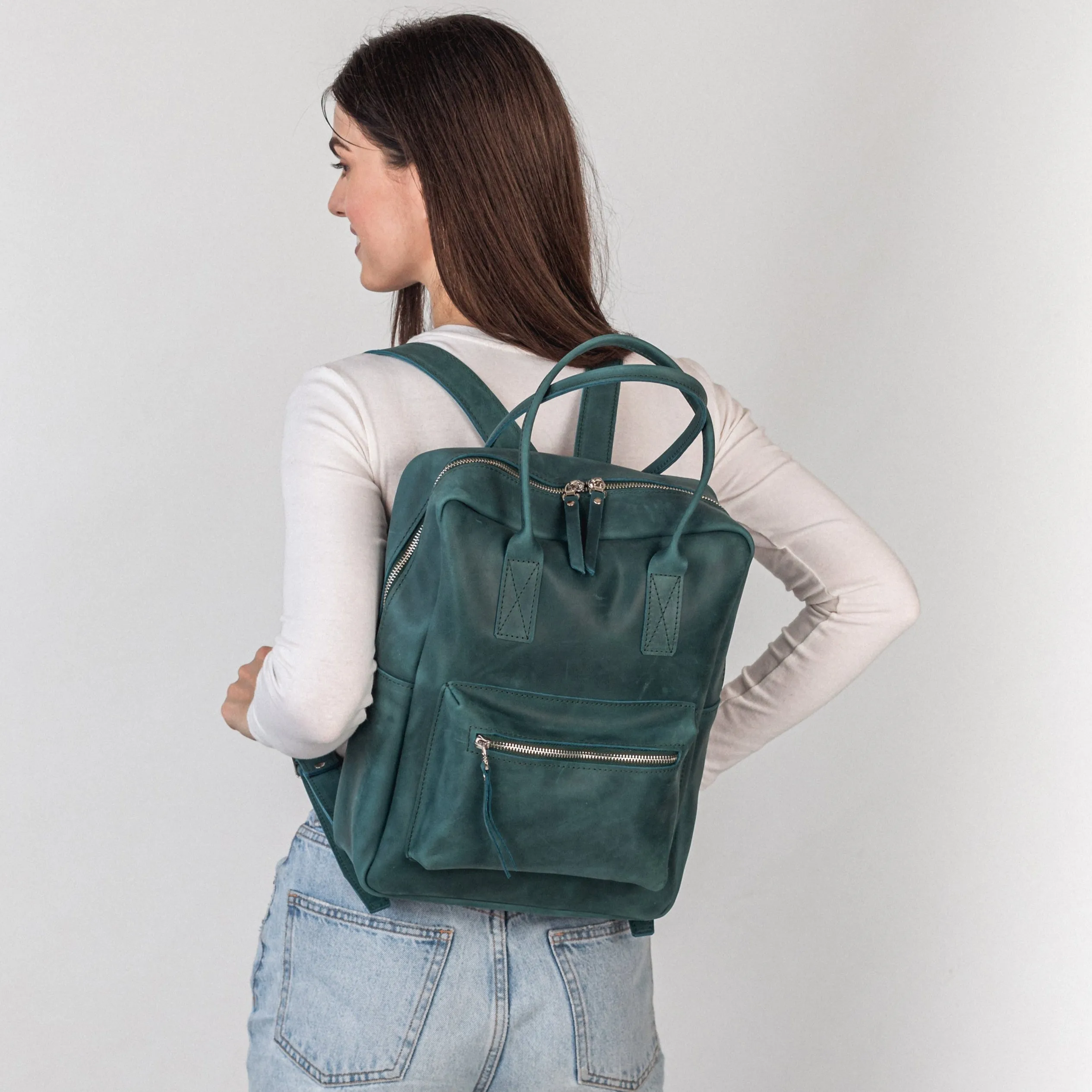 Opal leather city backpack