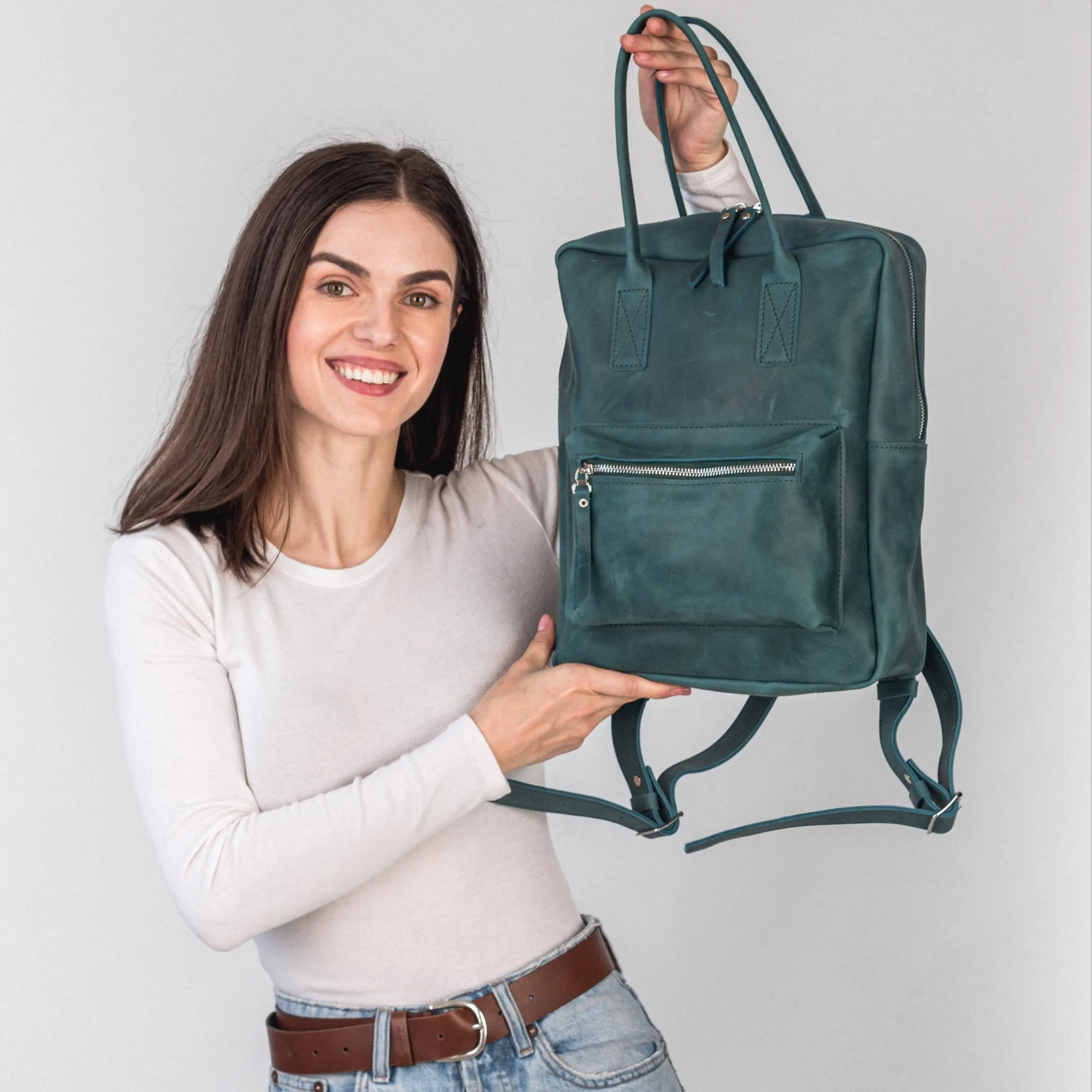 Opal leather city backpack