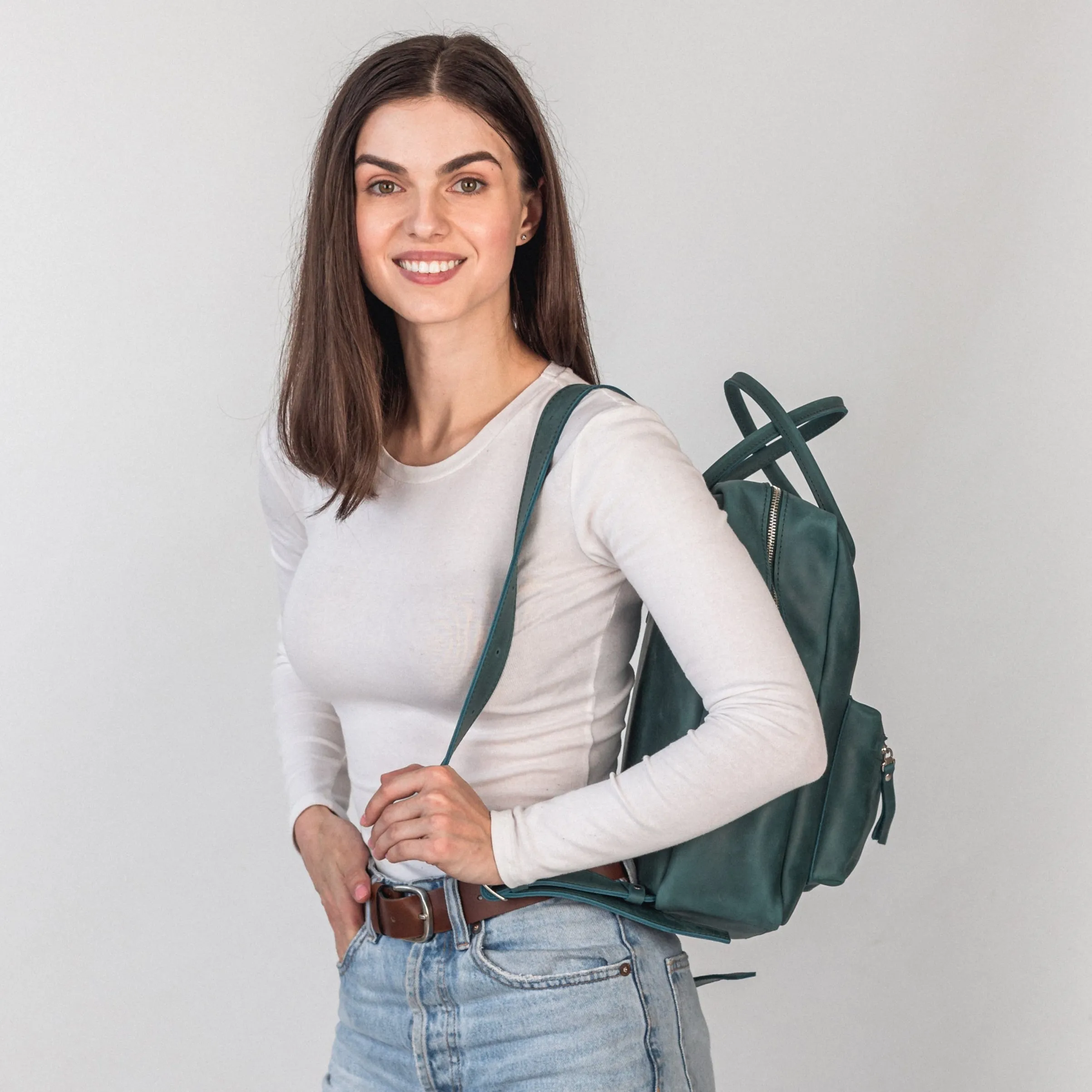 Opal leather city backpack