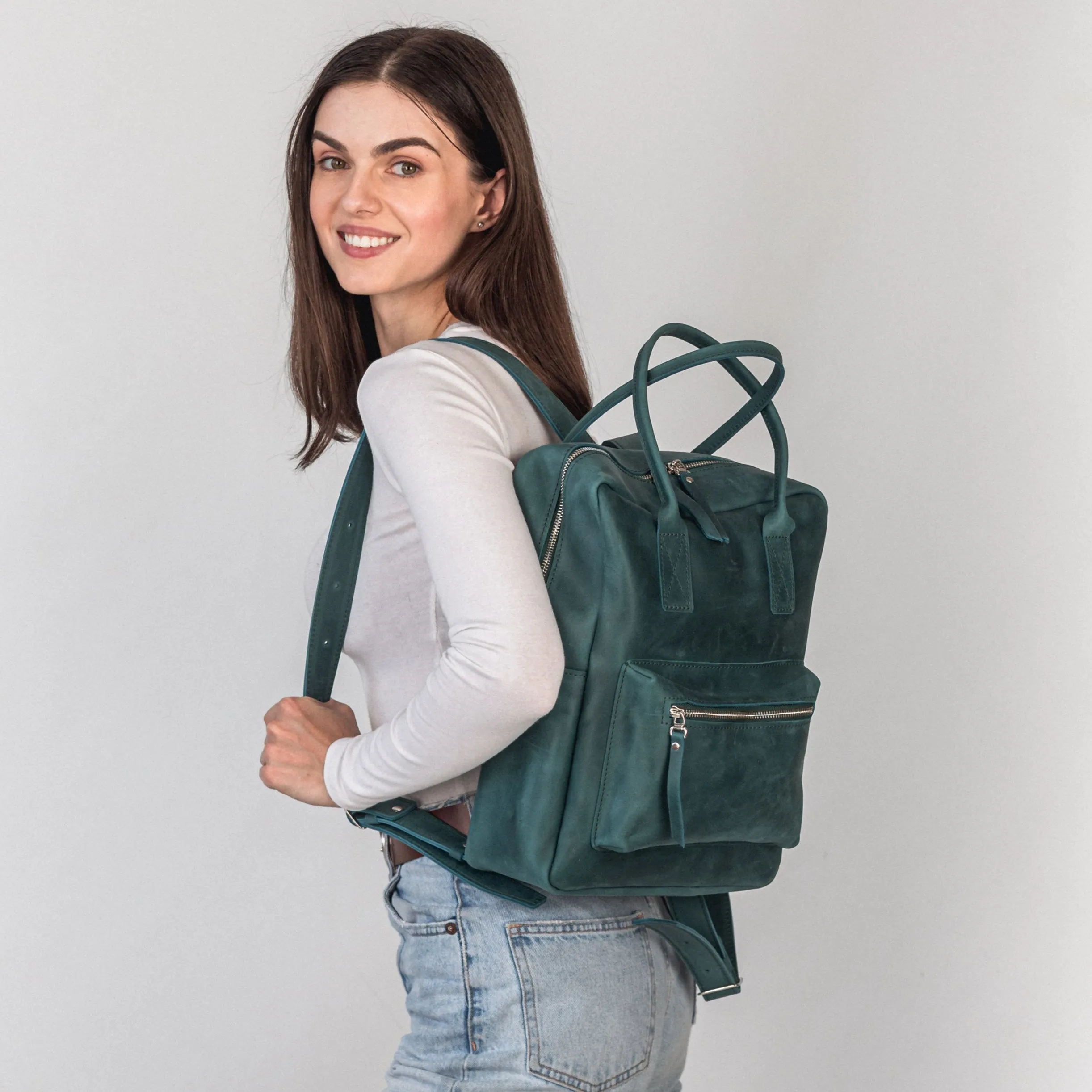 Opal leather city backpack