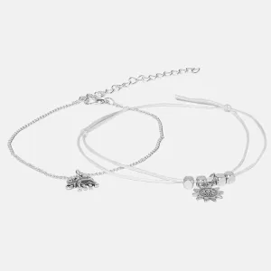 Ophia Silver Anklet - 2 Pcs Anklet Set