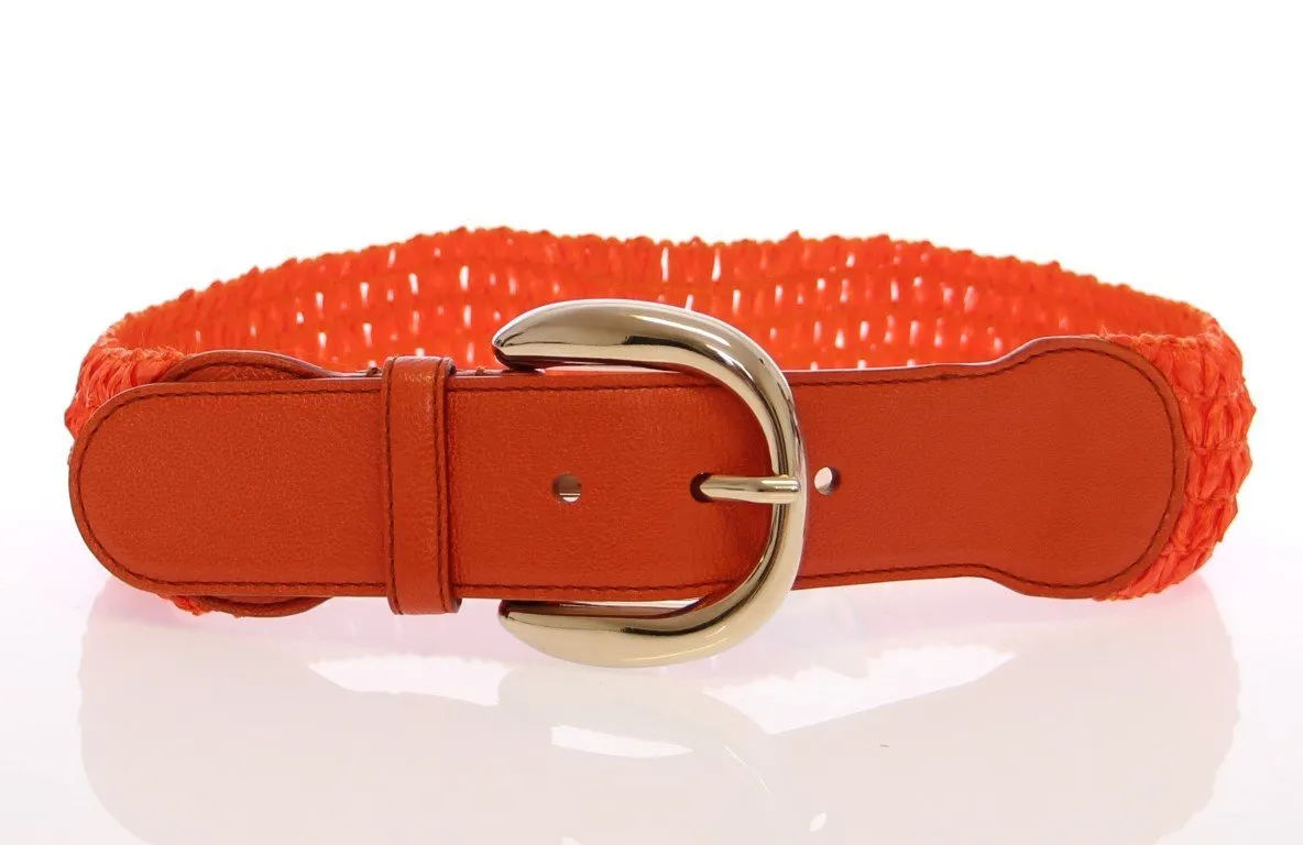 Orange Cotton Stretch Logo Belt