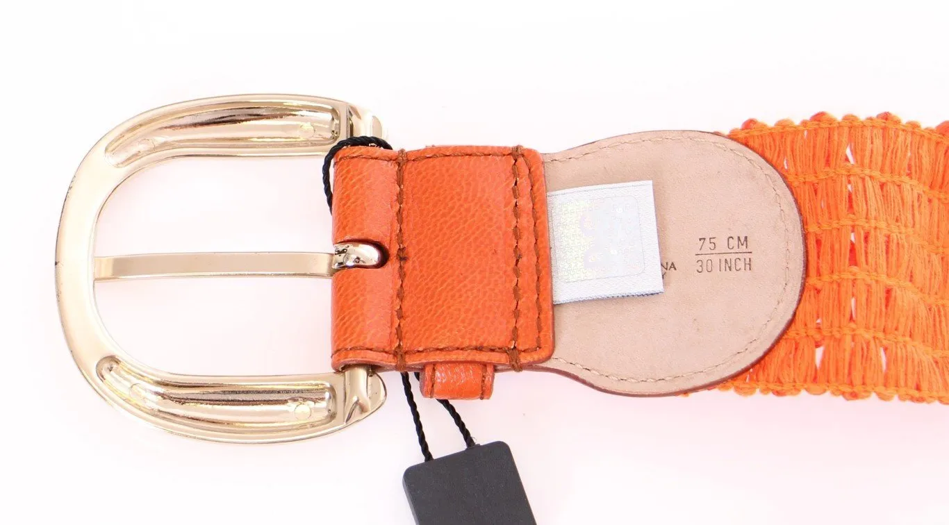 Orange Cotton Stretch Logo Belt
