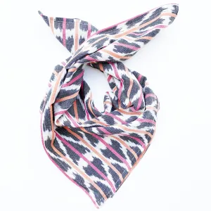 Orange Pink Triangle Stripe Hand Dyed Ikat Bandana