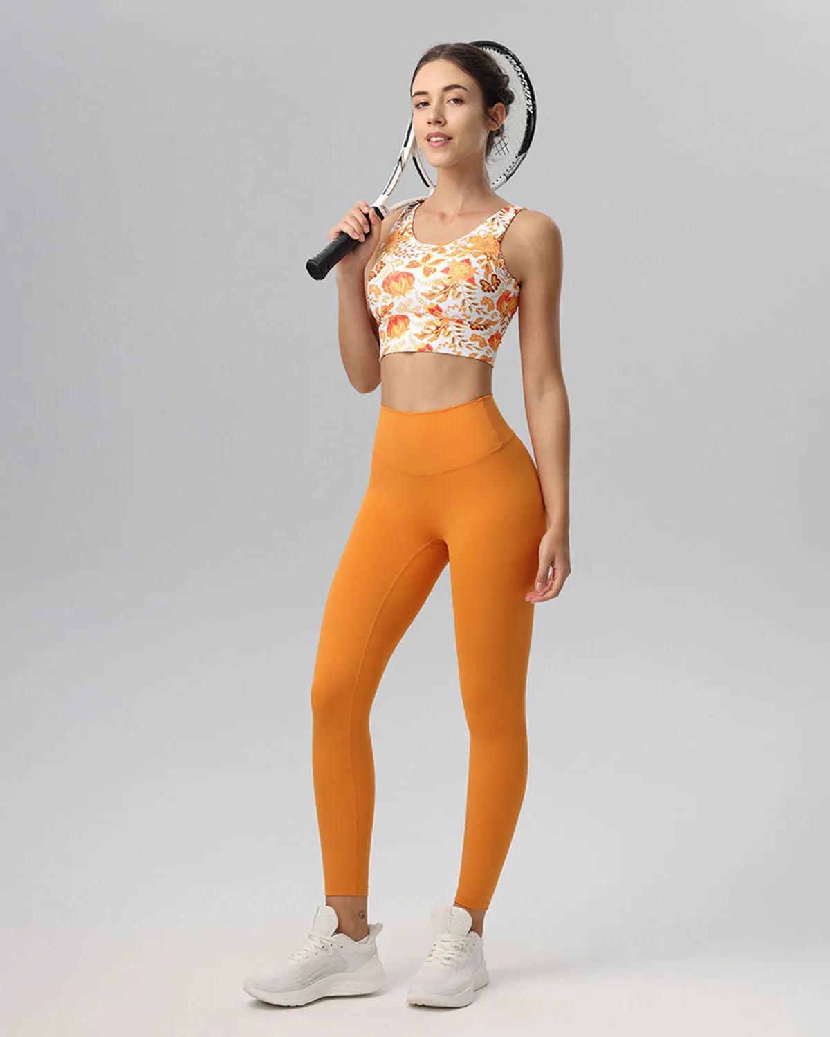 Orange V-shape Tank Top - Light Support