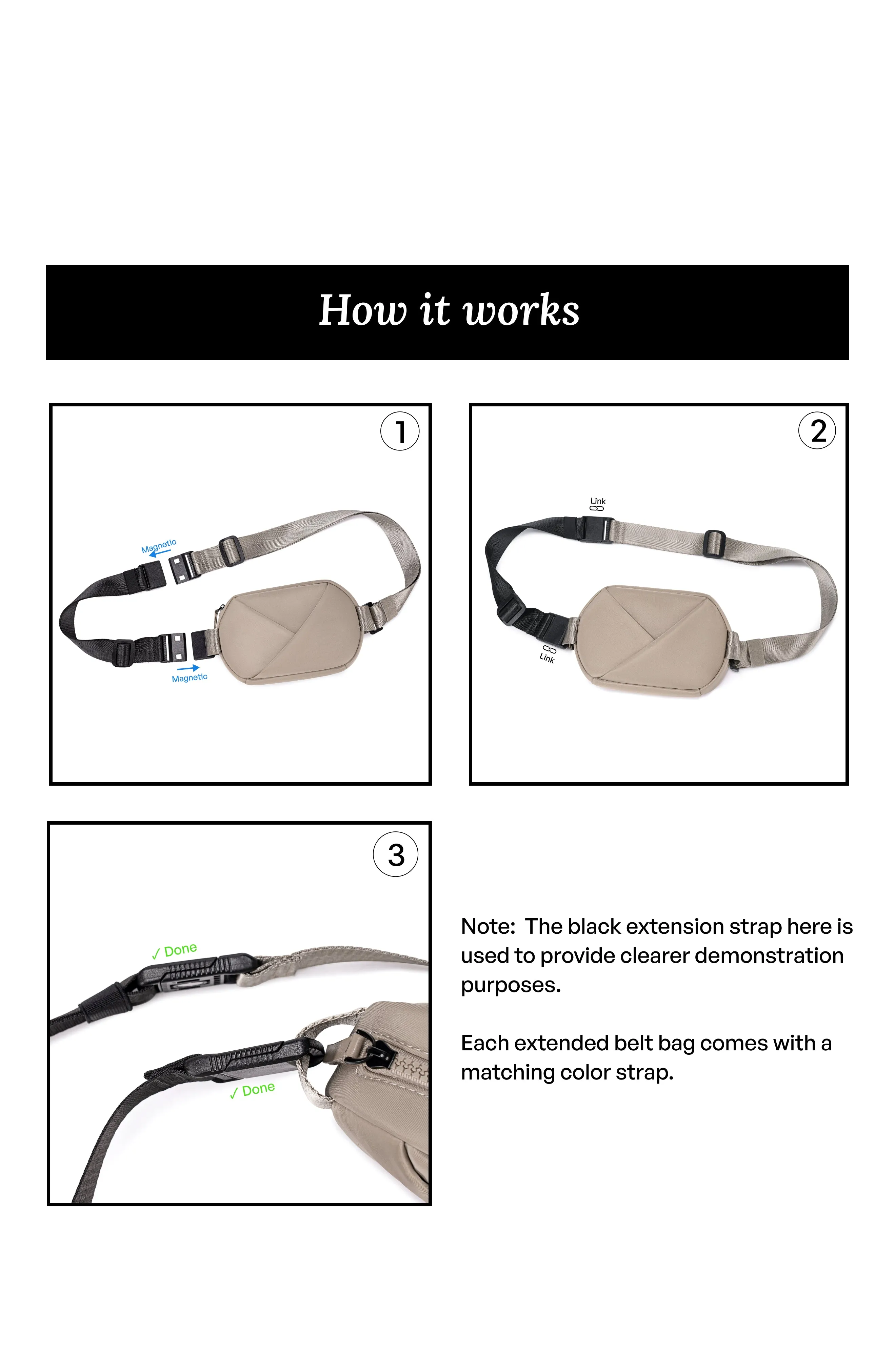 Origami Belt Bag with Extender Strap