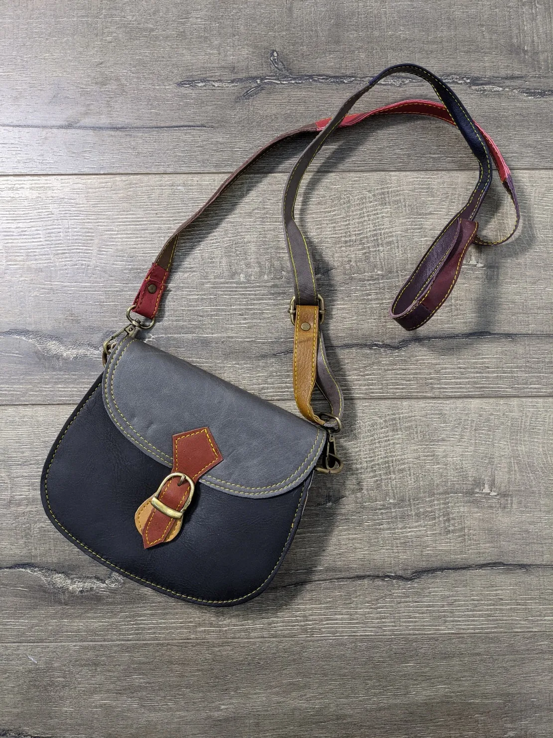 Oval Recycled Leather Shoulder Bag