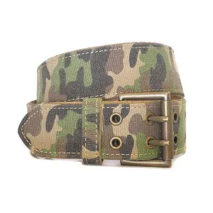 PARKER - Mens Khaki Canvas & Leather Belt