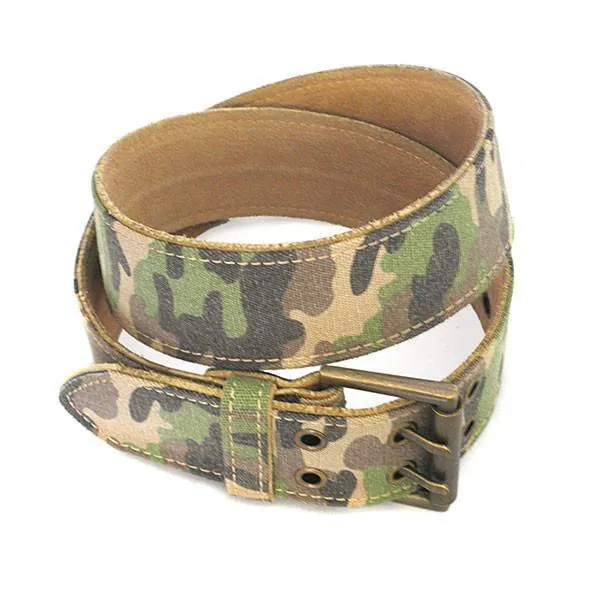 PARKER - Mens Khaki Canvas & Leather Belt