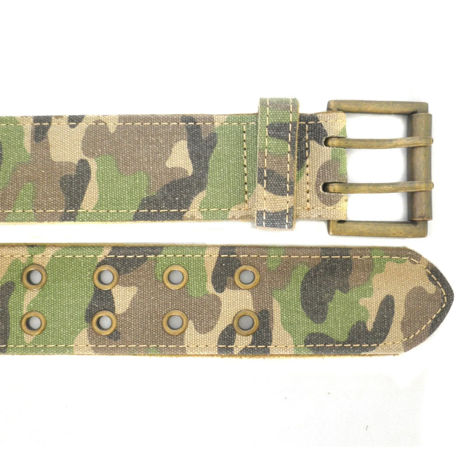 PARKER - Mens Khaki Canvas & Leather Belt