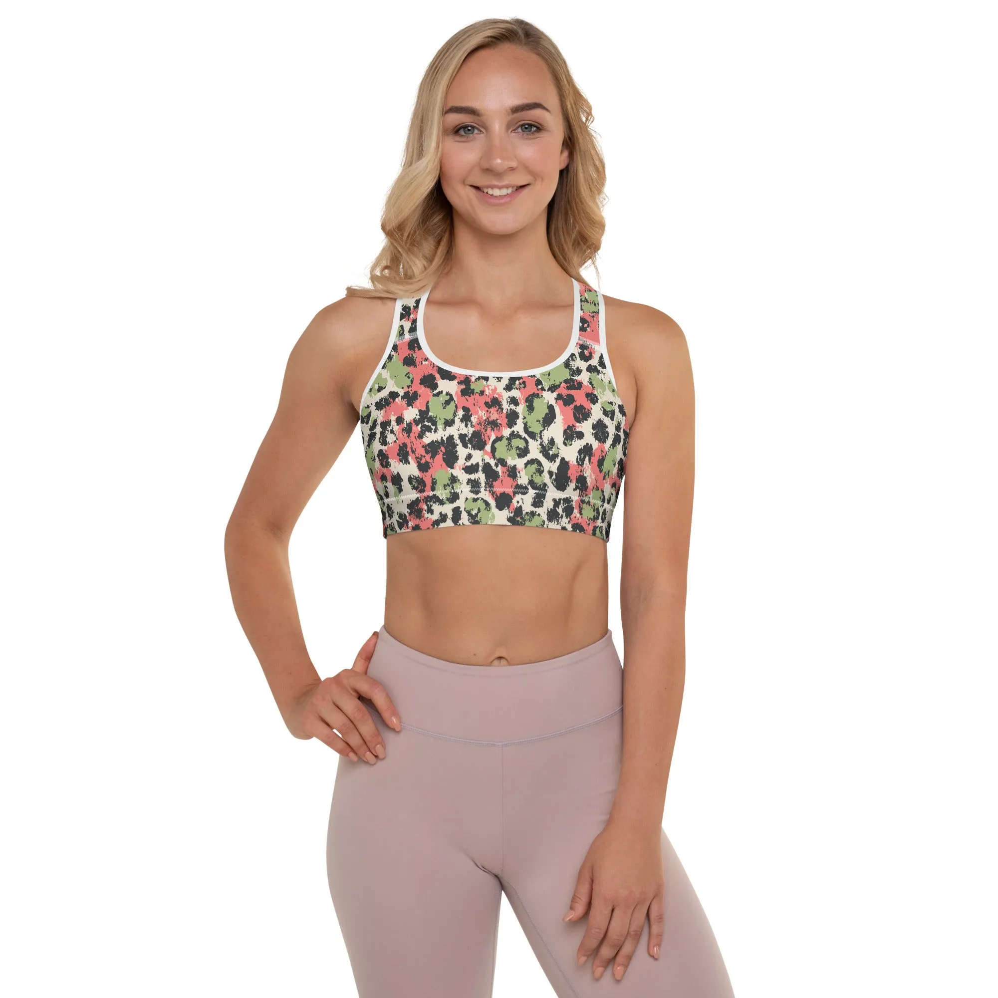Pastel Panther Camouflage Padded Sports Bra