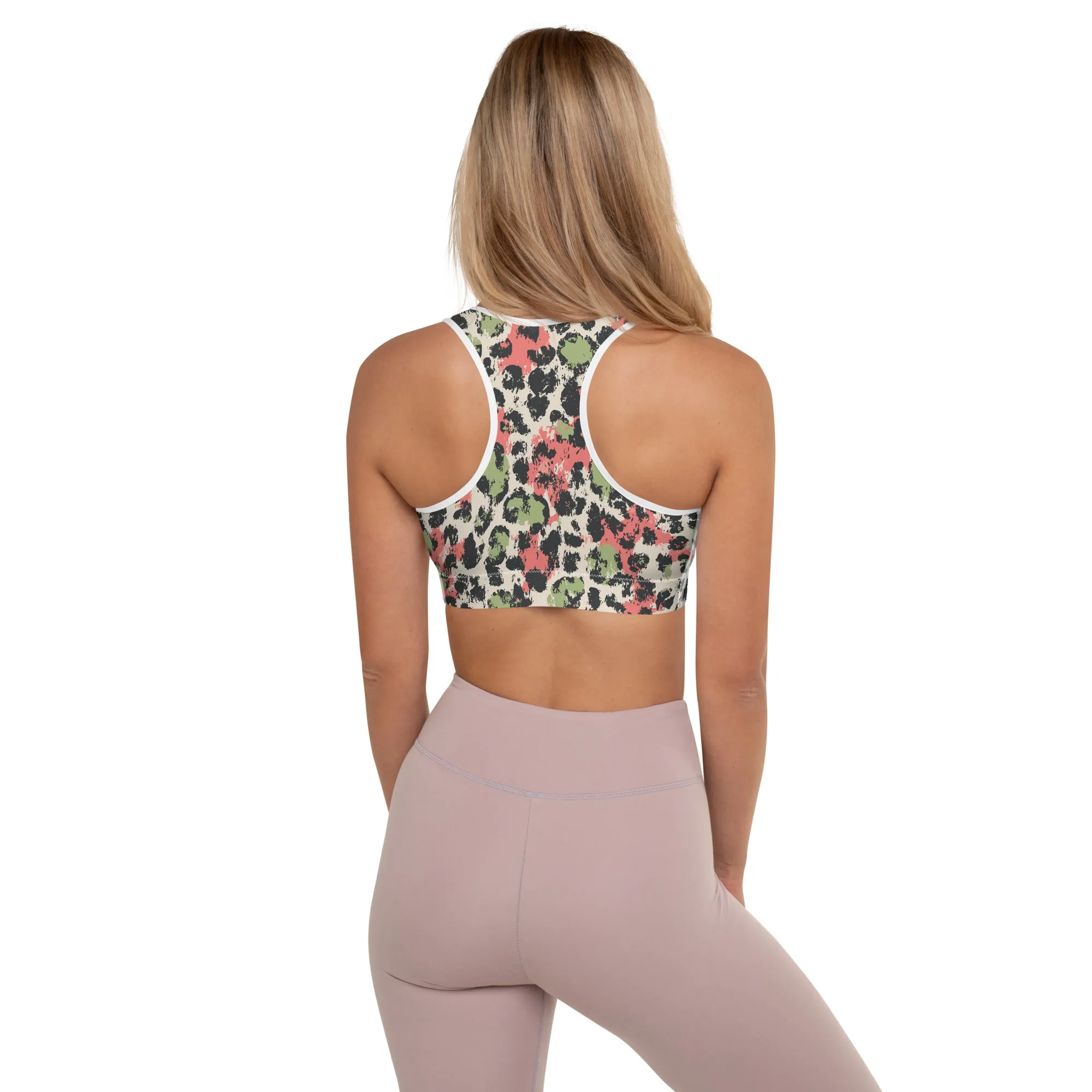 Pastel Panther Camouflage Padded Sports Bra