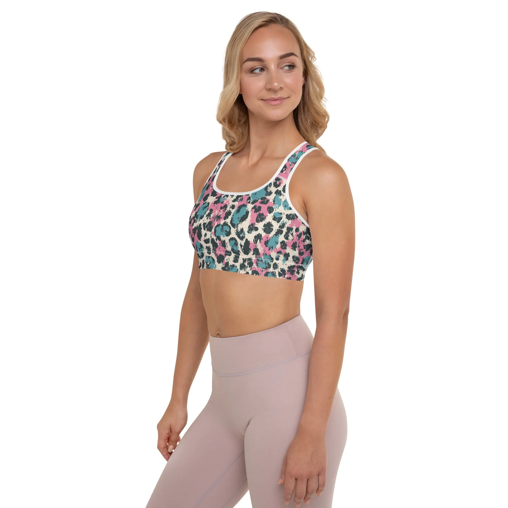 Pastel Panther Camouflage Padded Sports Bra