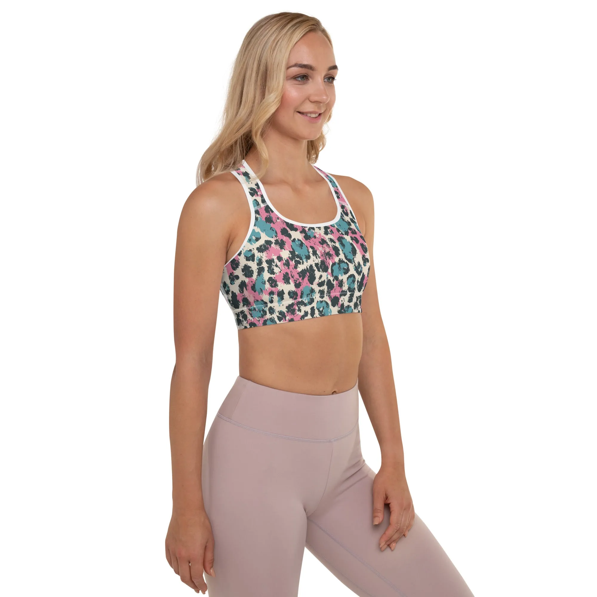 Pastel Panther Camouflage Padded Sports Bra