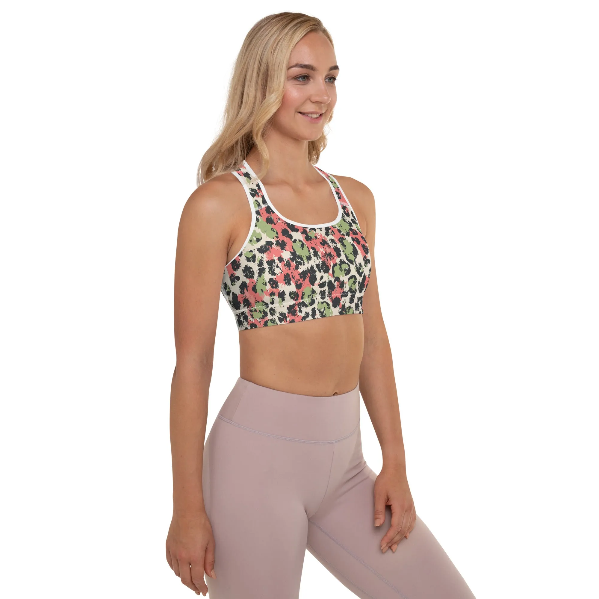 Pastel Panther Camouflage Padded Sports Bra