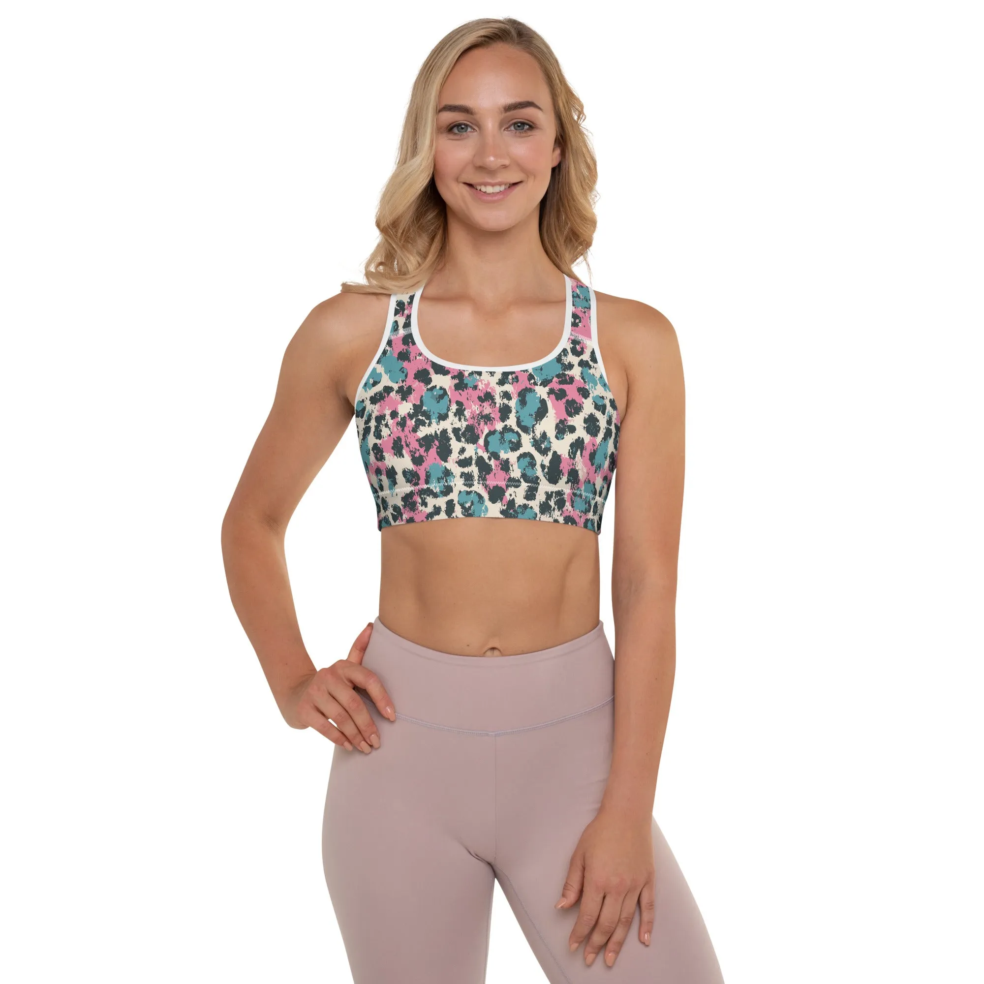 Pastel Panther Camouflage Padded Sports Bra