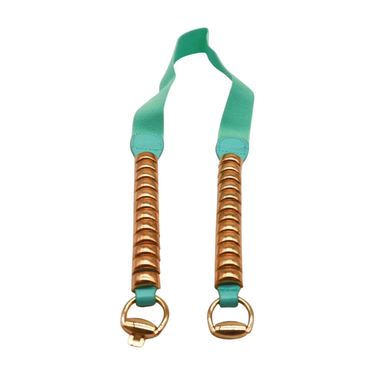 Pastel Teal Blue Elastic Belt Gold Metal Buckle Fit Size S M