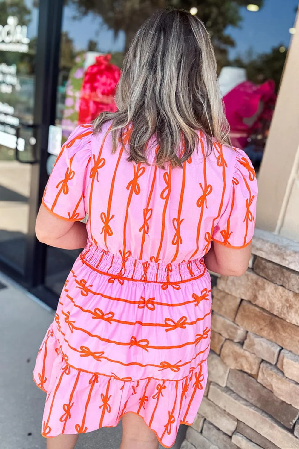 Paula Ruffled Red Bows Plus Size Dress
