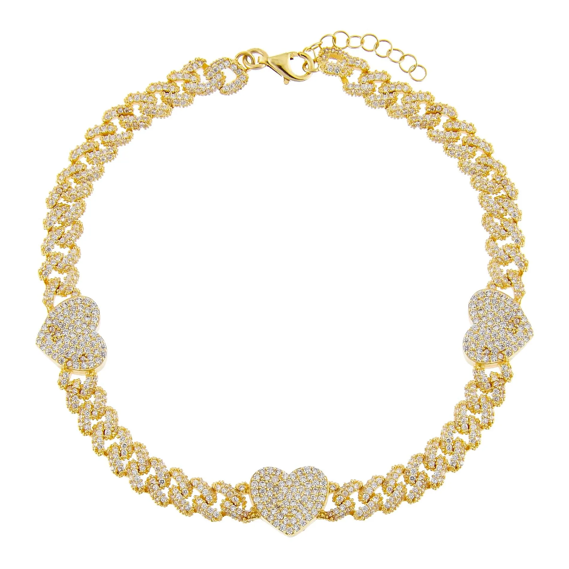 Pavé Heart Chain Link Anklet