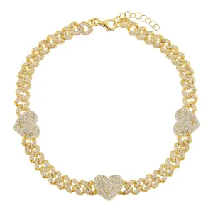Pavé Heart Chain Link Anklet