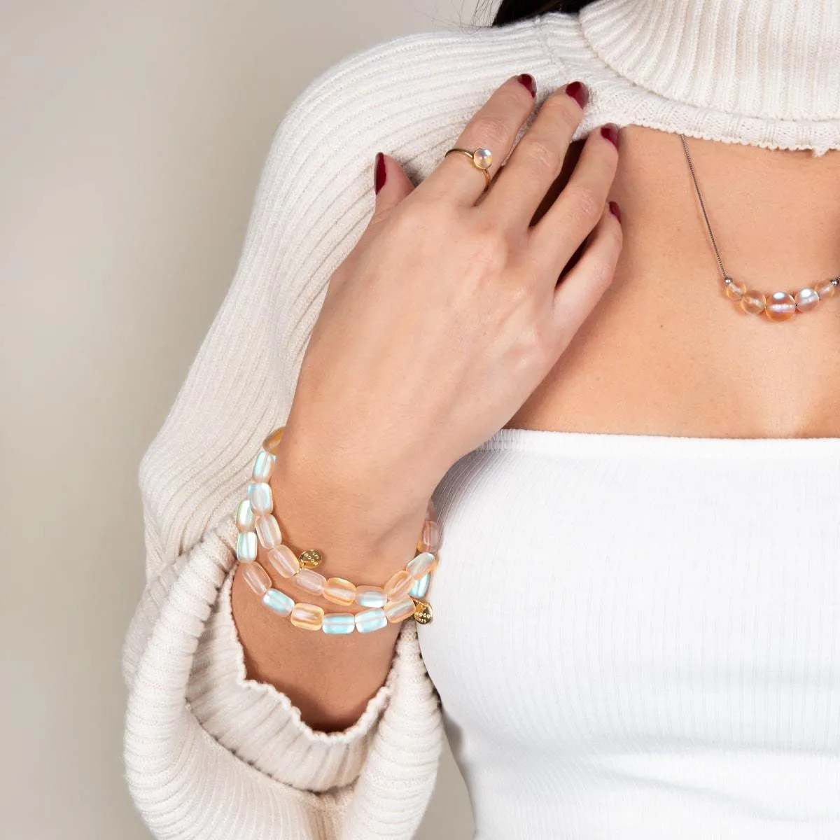 Peach | .925 Sterling Silver | Mermaid Glass Infinity Clasp Anklet