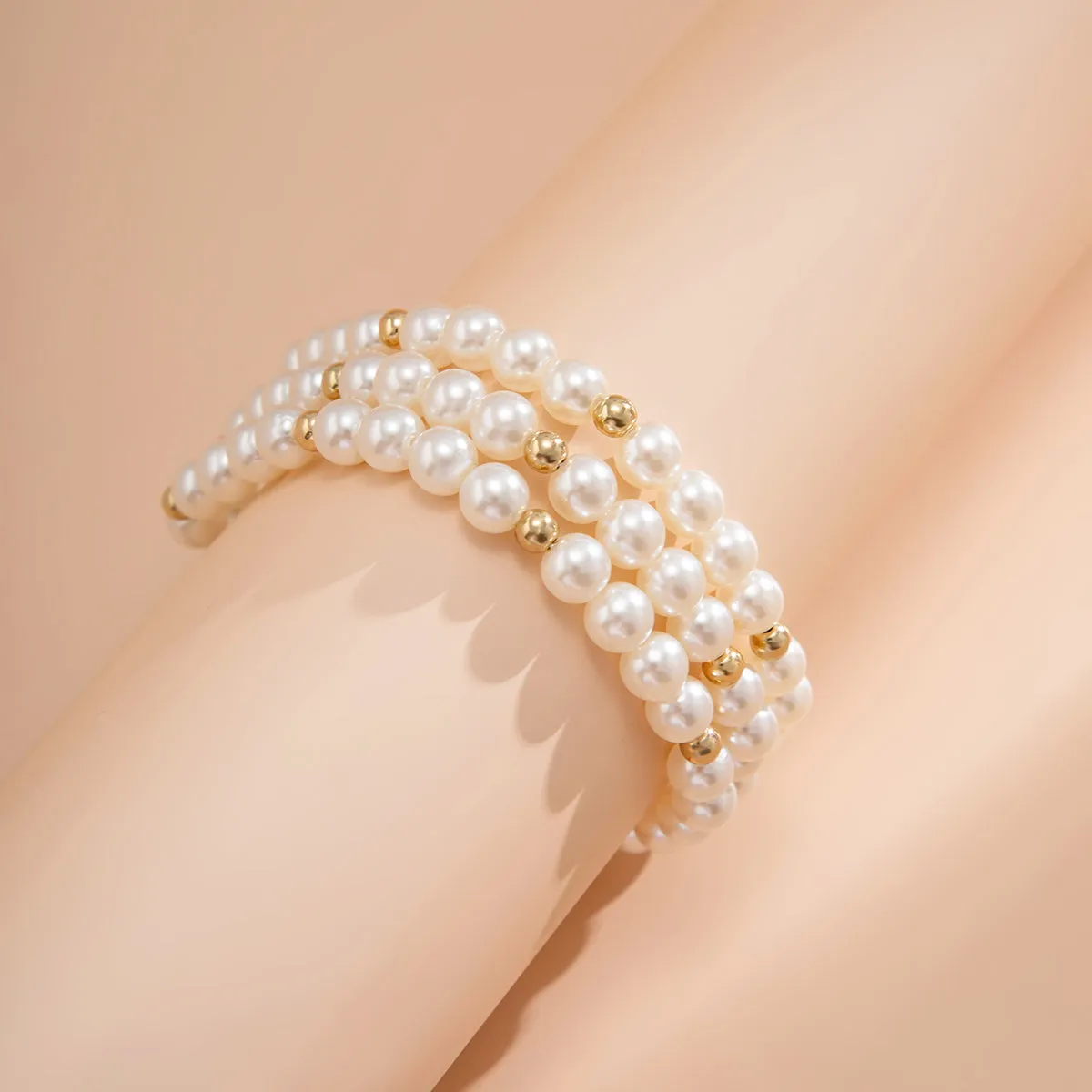 Pearl & 18K Gold-Plated Layered Beaded Anklet