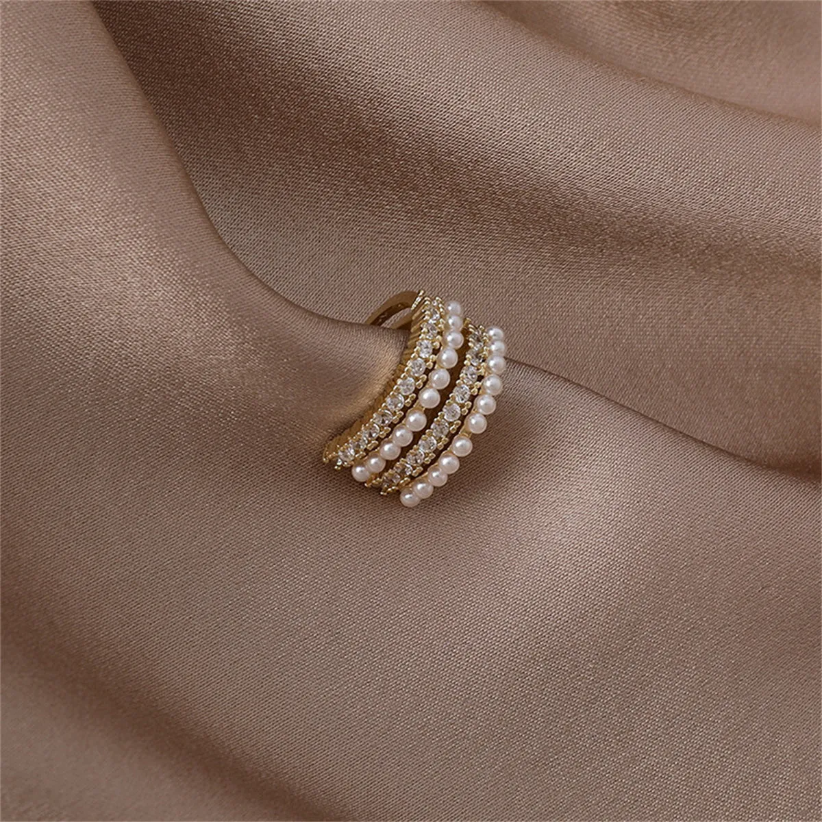 Pearl & Cubic Zirconia Ear Cuffs