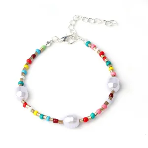 Pearl & Multi-Colored Howlite Beaded Anklet