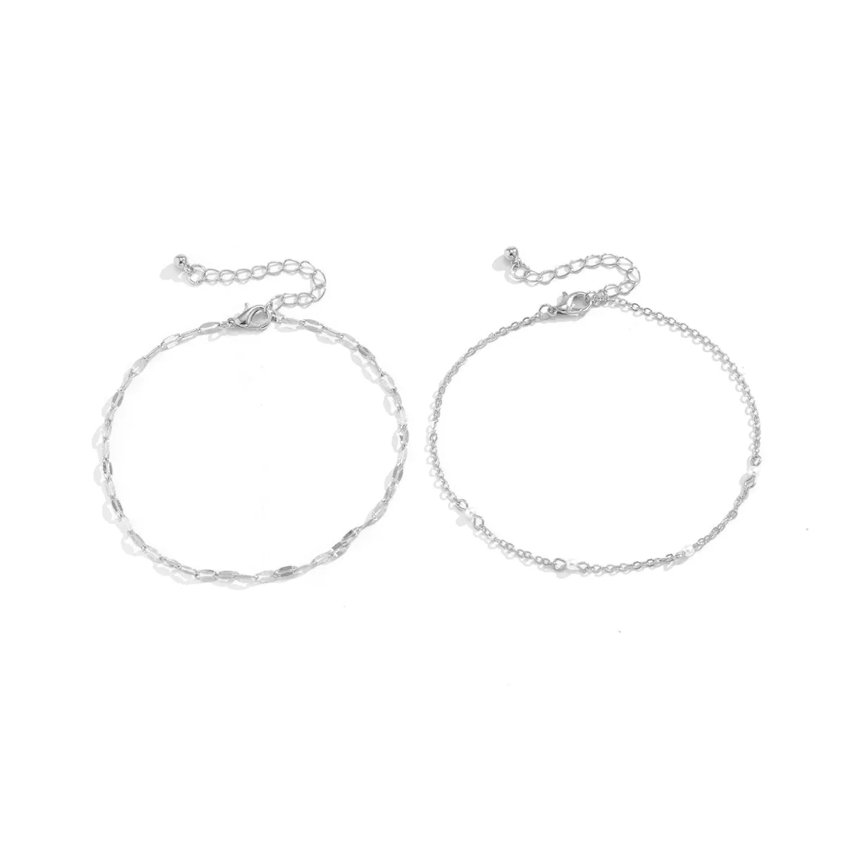 Pearl & Silver-Plated Anklet Set