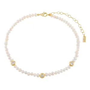Pearl CZ Multi Bezel Anklet