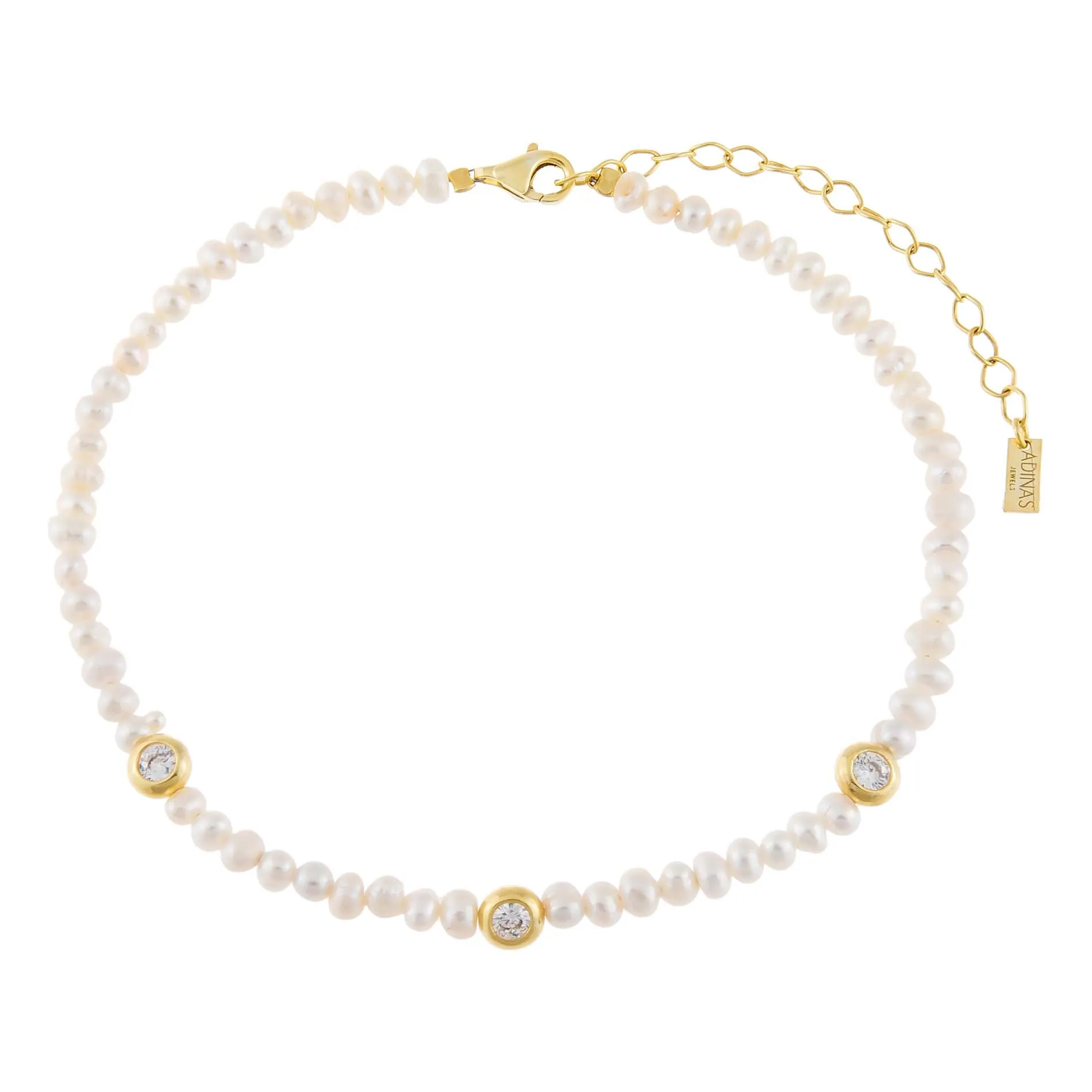 Pearl CZ Multi Bezel Anklet