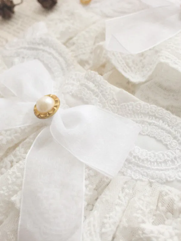 pearl lace bow cuffs